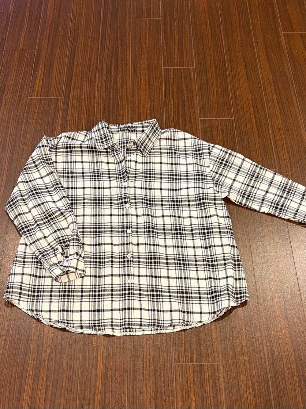 Ladies SHEIN White Plaid Button-Down Shirt size XL